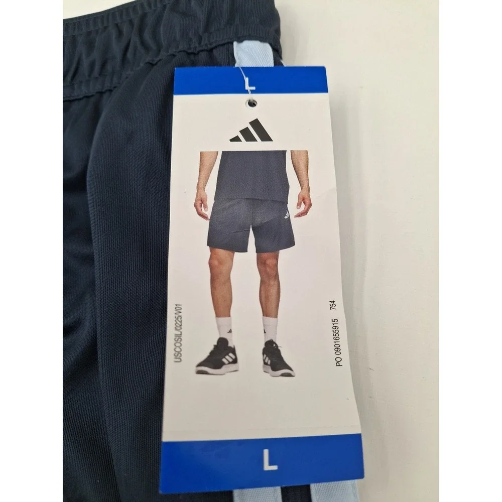 adidas Mens Active Shorts 7 Inseam Aurink Blue Large Zipper Pockets New
